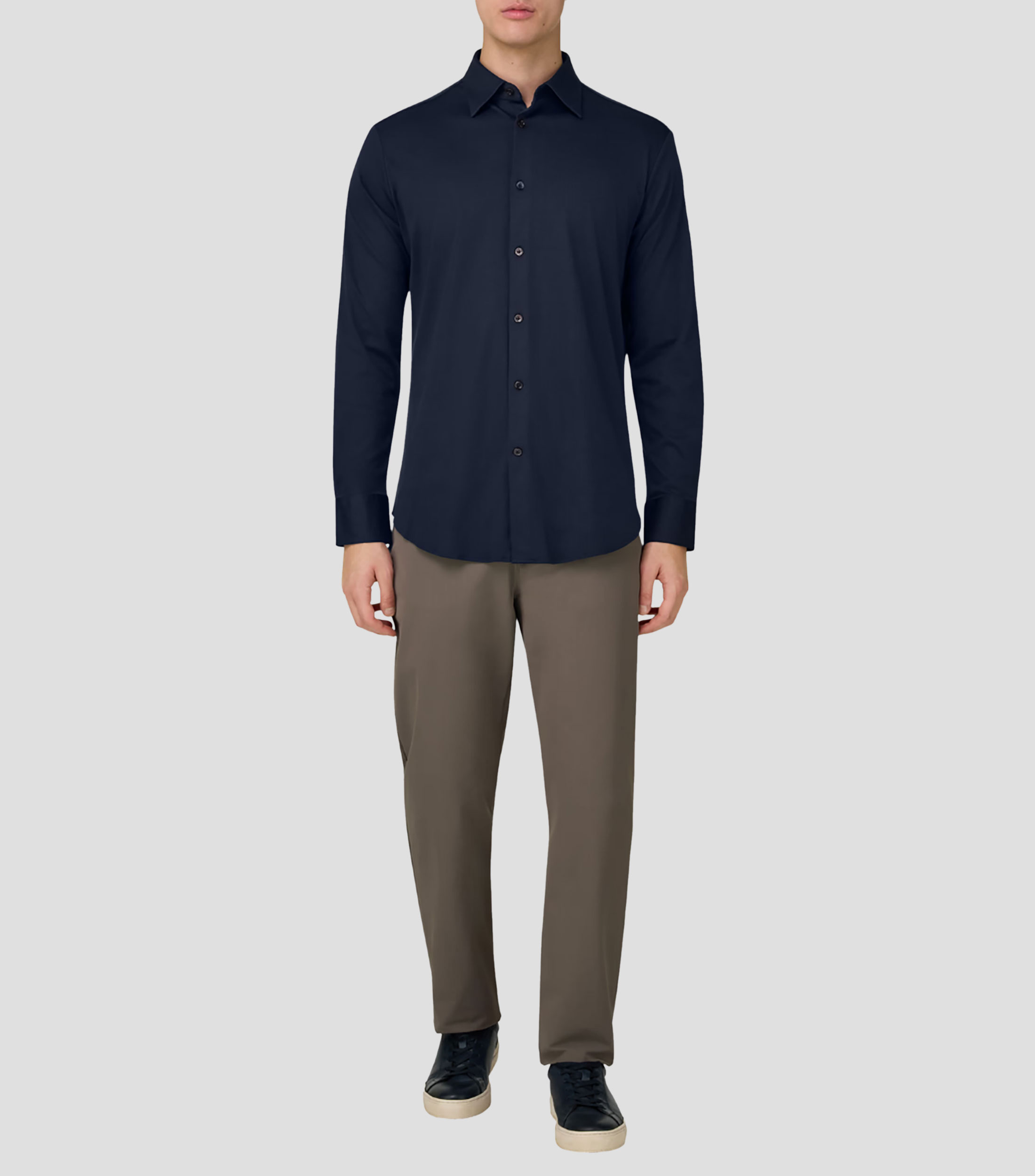 Camisa de vestir lisa manga larga Hombre